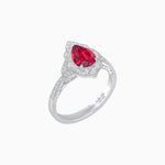Load image into Gallery viewer, Vintage Inspired Pear Cut Floral Halo Ring with Milgrain