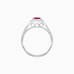 Load image into Gallery viewer, Vintage Inspired Pear Cut Floral Halo Ring with Milgrain