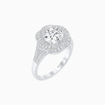 Load image into Gallery viewer, Vintage Inspired Round Cut Swirl Halo Diamond Ring