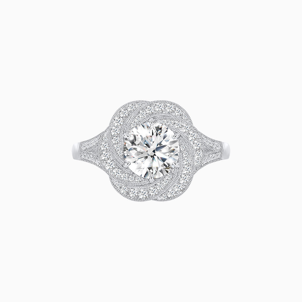 Vintage Inspired Round Cut Swirl Halo Diamond Ring