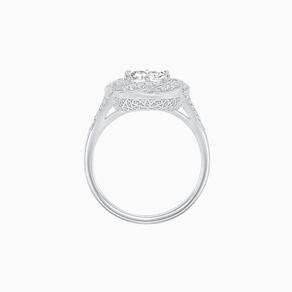 Vintage Inspired Round Cut Swirl Halo Diamond Ring