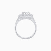 Vintage Inspired Round Cut Swirl Halo Diamond Ring
