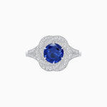 Load image into Gallery viewer, Vintage Inspired Round Cut Swirl Halo Diamond Ring