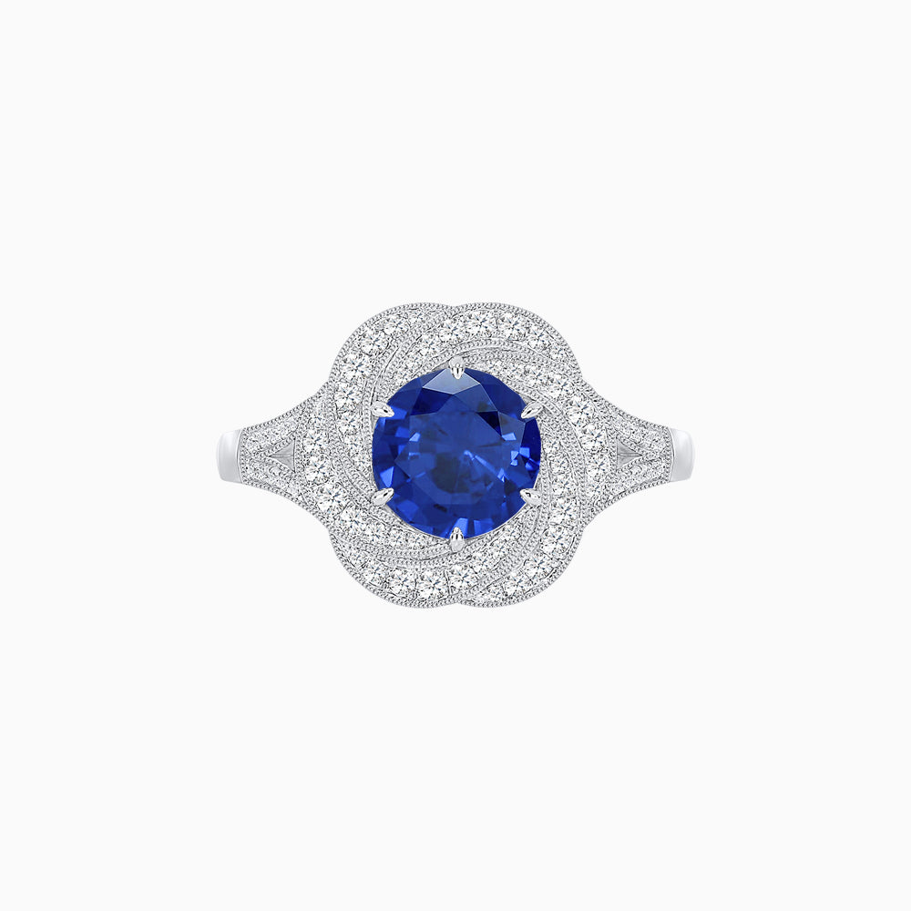 Vintage Inspired Round Cut Swirl Halo Diamond Ring