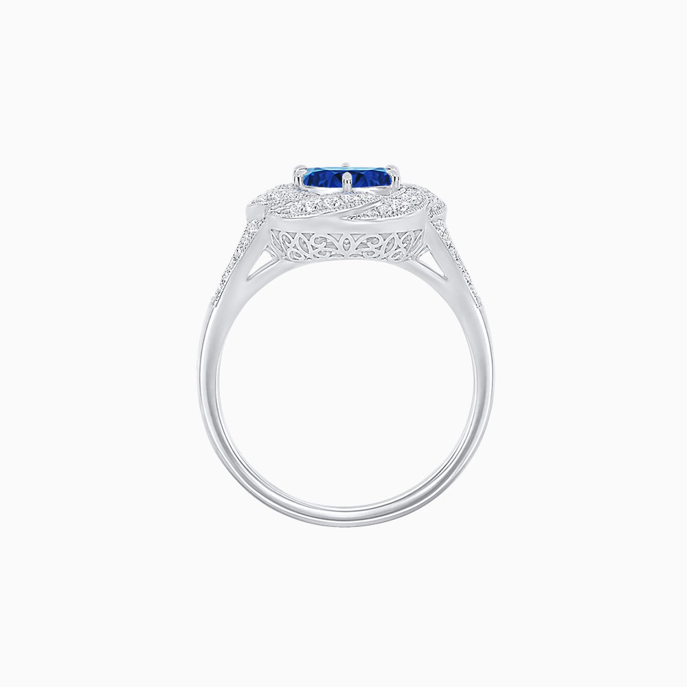 Vintage Inspired Round Cut Swirl Halo Diamond Ring