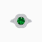 Load image into Gallery viewer, Vintage Inspired Round Cut Swirl Halo Diamond Ring