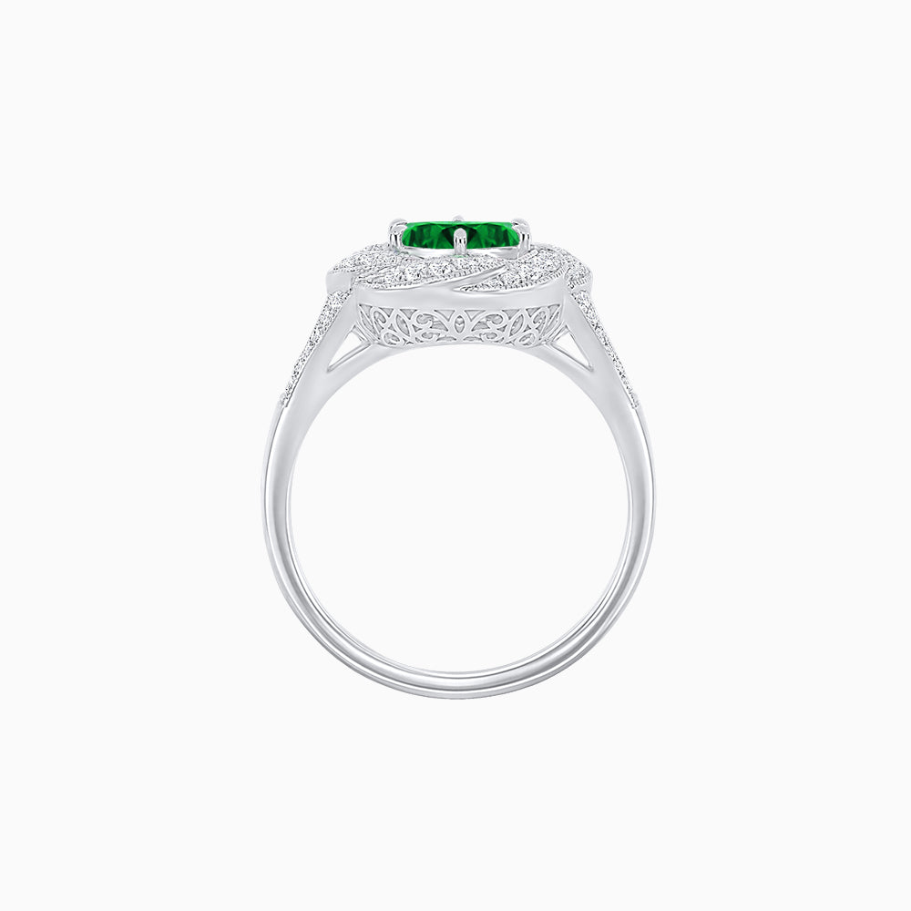 Vintage Inspired Round Cut Swirl Halo Diamond Ring