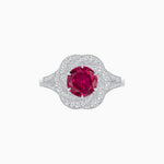 Load image into Gallery viewer, Vintage Inspired Round Cut Swirl Halo Diamond Ring