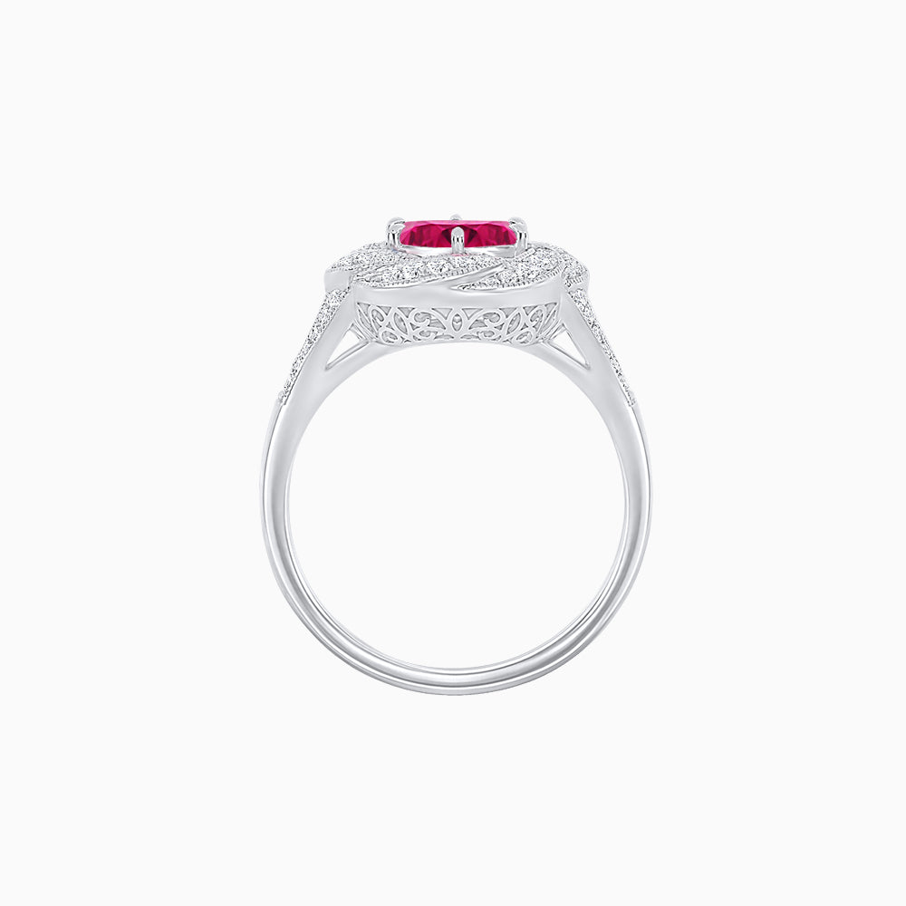 Vintage Inspired Round Cut Swirl Halo Diamond Ring