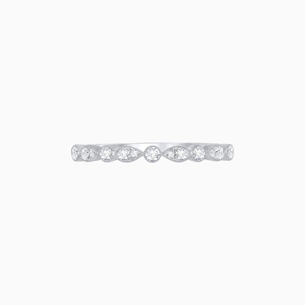 Vintage Inspired Round Diamond Half Band with Pear-Shaped Motifs