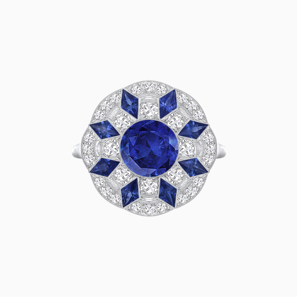 Art Deco Inspired Starburst Gemstone & Diamond Cocktail Ring