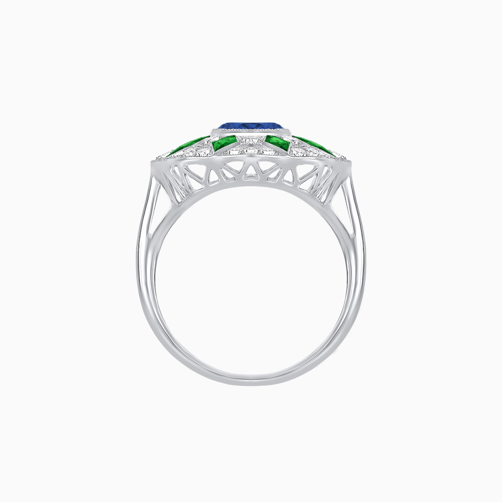 Art Deco Inspired Starburst Gemstone & Diamond Cocktail Ring