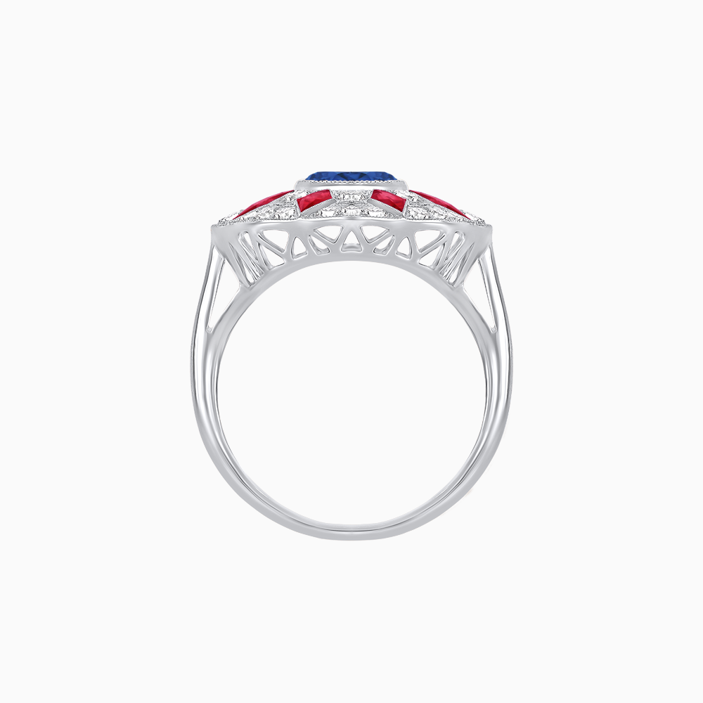 Art Deco Inspired Starburst Gemstone & Diamond Cocktail Ring