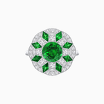 Load image into Gallery viewer, Art Deco Inspired Starburst Gemstone &amp; Diamond Cocktail Ring