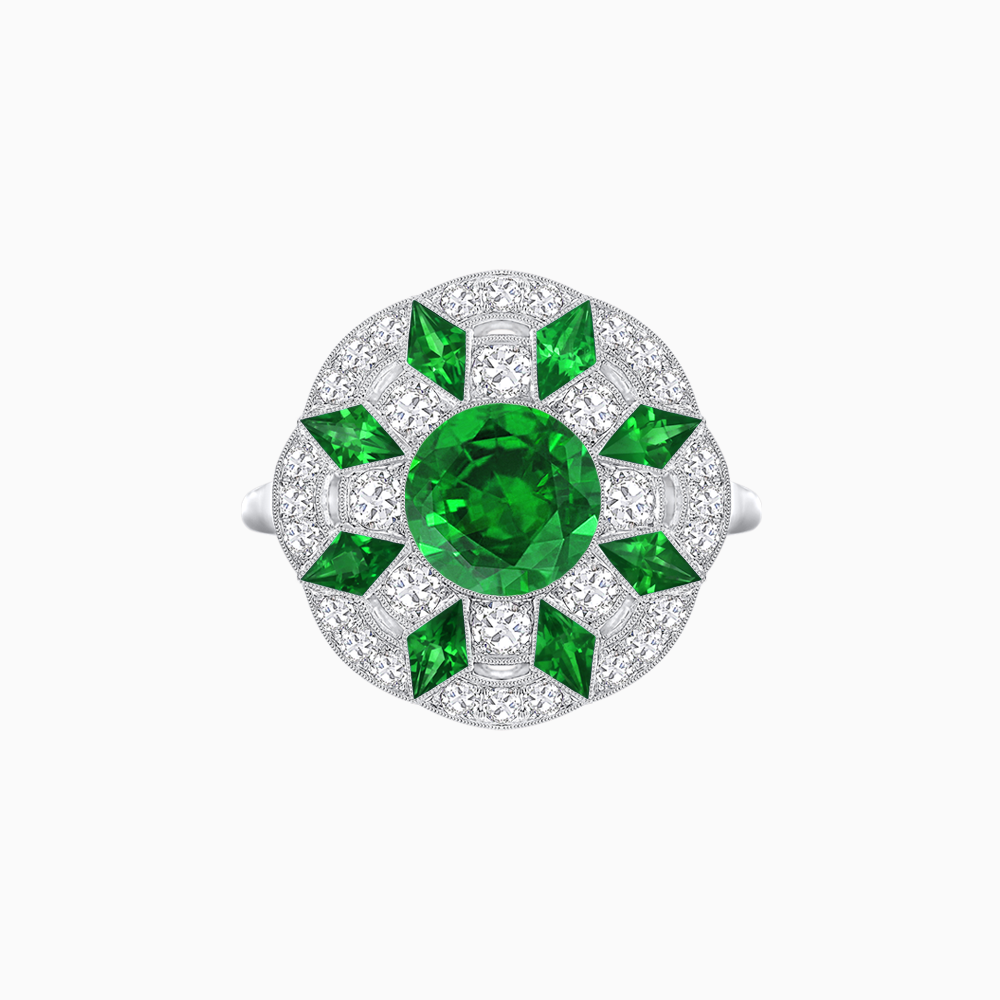 Art Deco Inspired Starburst Gemstone & Diamond Cocktail Ring