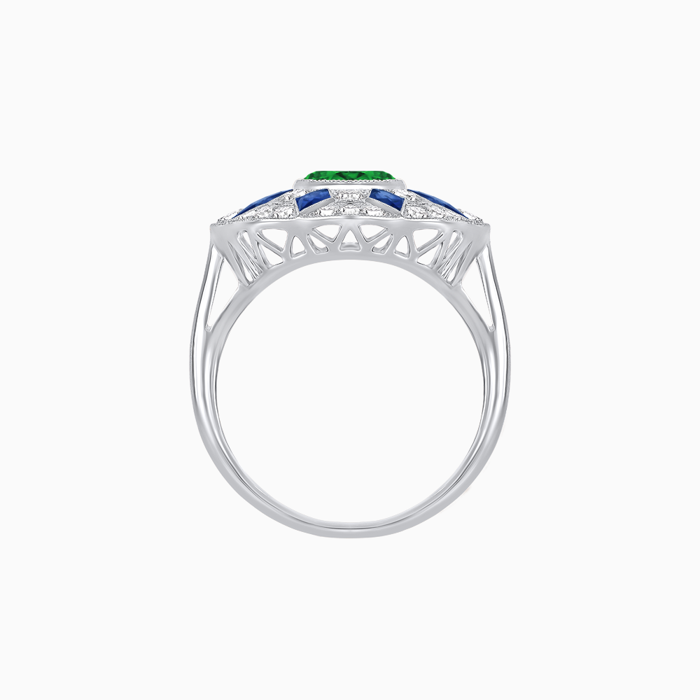 Art Deco Inspired Starburst Gemstone & Diamond Cocktail Ring