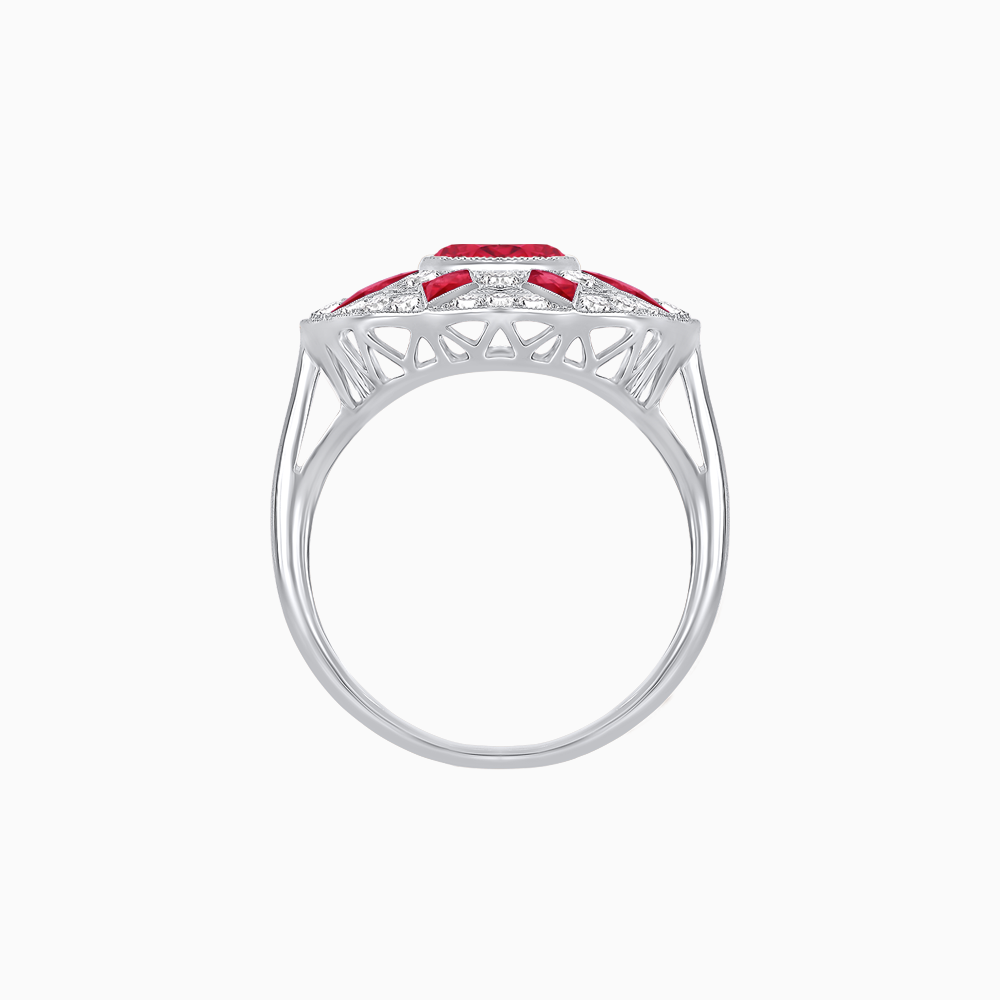 Art Deco Inspired Starburst Gemstone & Diamond Cocktail Ring