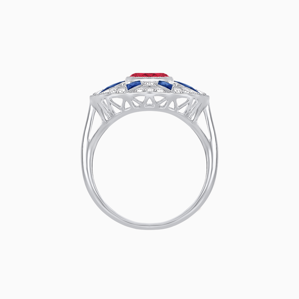 Art Deco Inspired Starburst Gemstone & Diamond Cocktail Ring