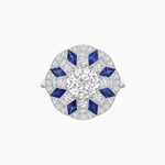 Load image into Gallery viewer, Art Deco Inspired Starburst Gemstone &amp; Diamond Cocktail Ring