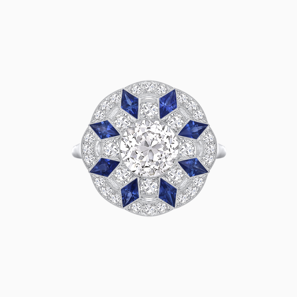 Art Deco Inspired Starburst Gemstone & Diamond Cocktail Ring