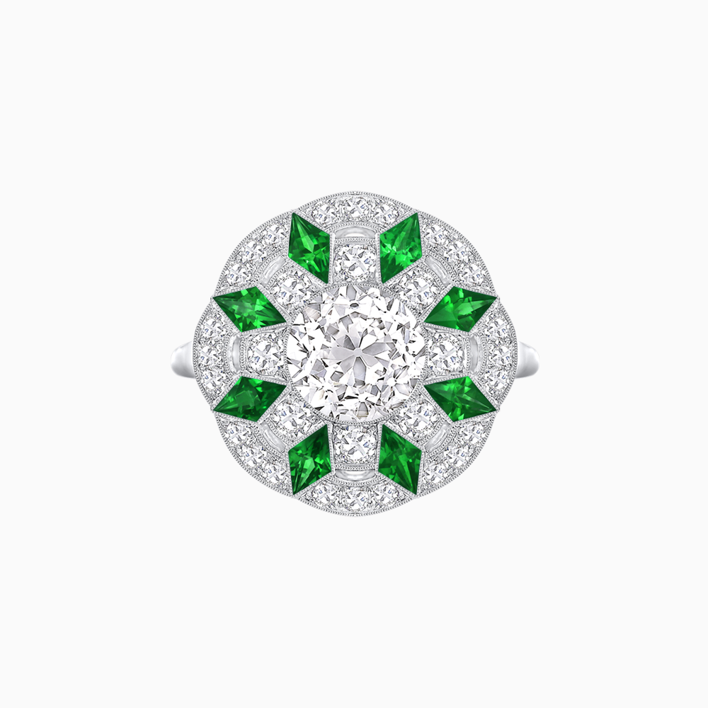 Art Deco Inspired Starburst Gemstone & Diamond Cocktail Ring