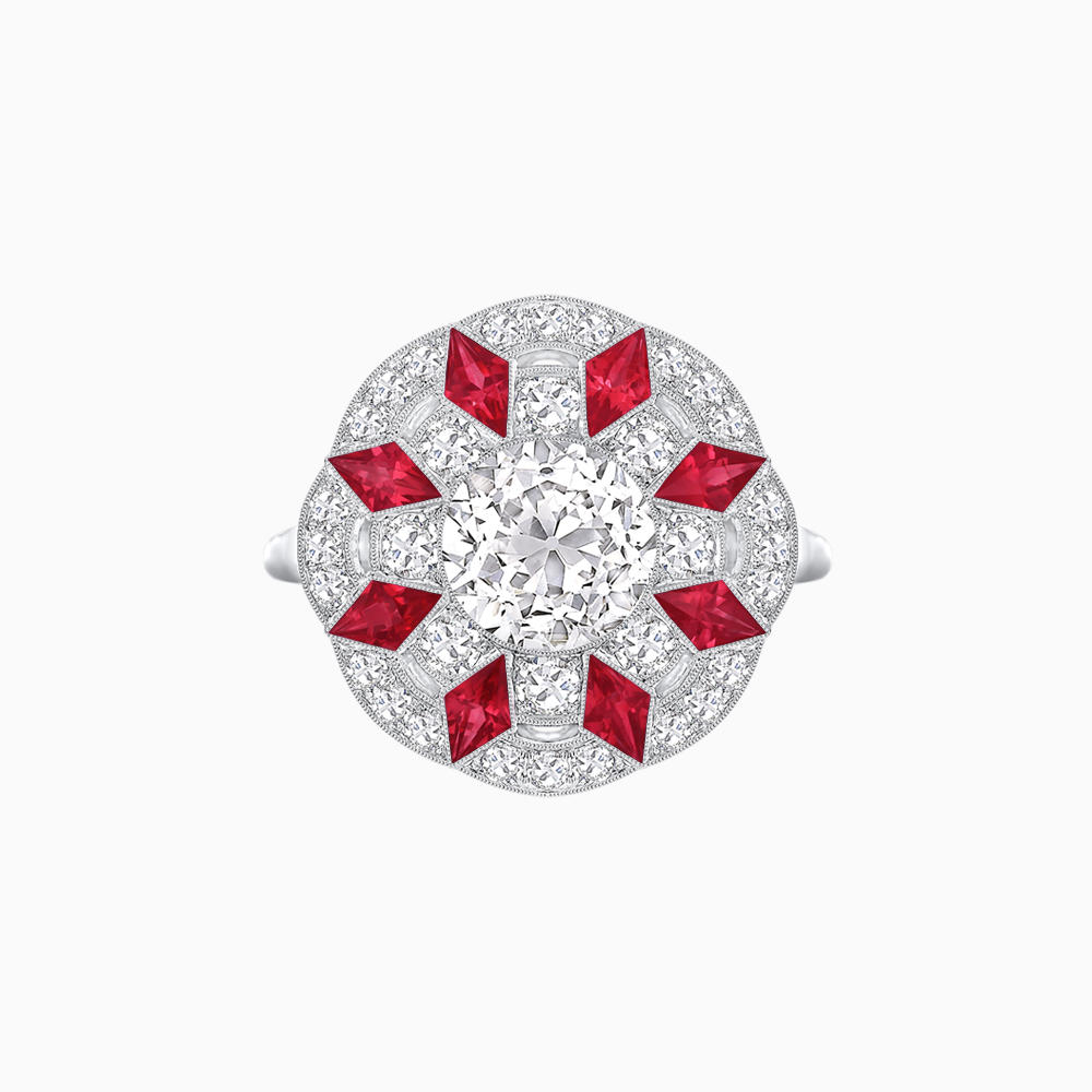 Art Deco Inspired Starburst Gemstone & Diamond Cocktail Ring