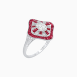 Load image into Gallery viewer, Art Deco Inspired Cocktail Ring with Diamond
