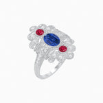 Load image into Gallery viewer, Vintage Inspired Oval Three-Stone Floral Filigree Statement Ring