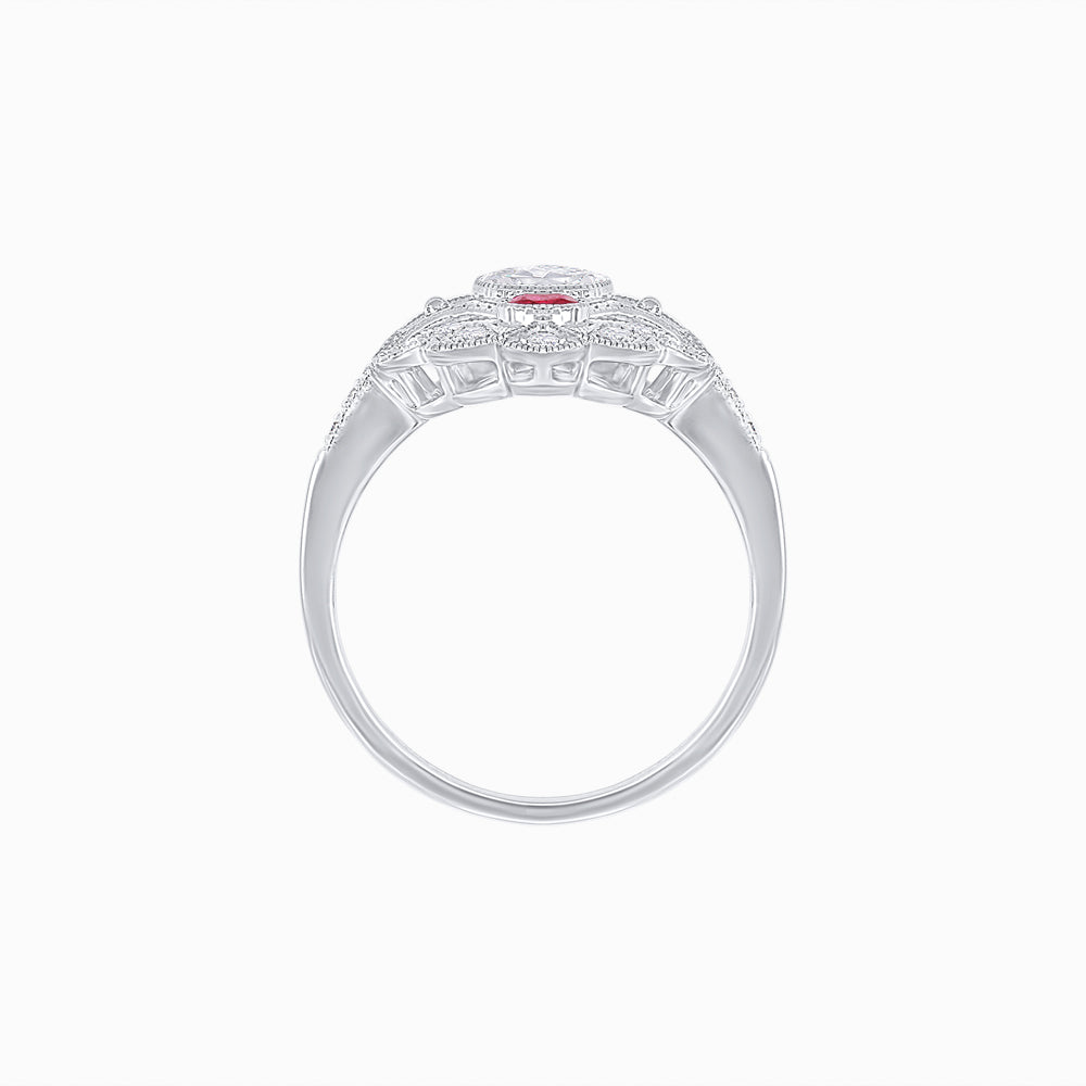 Vintage Inspired Oval Three-Stone Floral Filigree Statement Ring