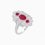 Load image into Gallery viewer, Vintage Inspired Oval Three-Stone Floral Filigree Statement Ring