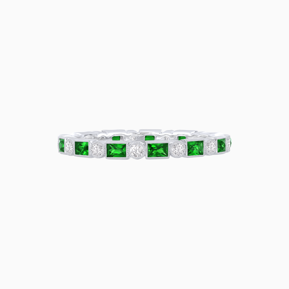Art Deco Inspired Gemstone & Diamond Eternity Full Band