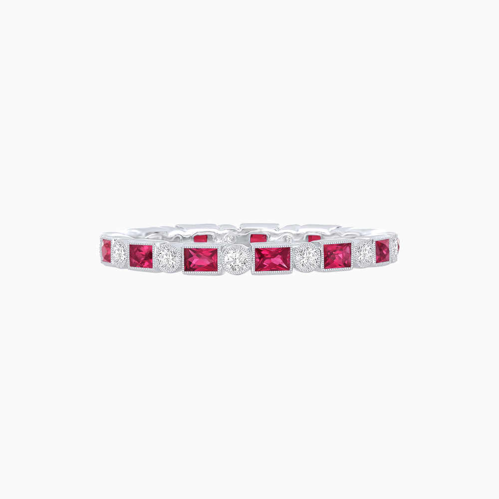 Art Deco Inspired Gemstone & Diamond Eternity Full Band
