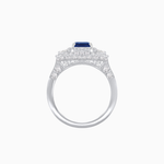 Load image into Gallery viewer, Art Deco Inspired Emerald Cut Halo Ring with Baguette Diamonds