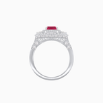 Load image into Gallery viewer, Art Deco Inspired Emerald Cut Halo Ring with Baguette Diamonds