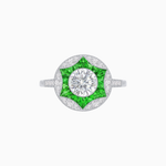 Load image into Gallery viewer, Art Deco Inspired Round Starburst with French-Cut Gemstone Ring