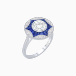 Load image into Gallery viewer, Art Deco Inspired Round Starburst with French-Cut Gemstone Ring