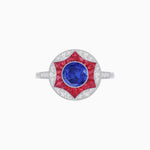 Load image into Gallery viewer, Art Deco Inspired Round Starburst with French-Cut Gemstone Ring