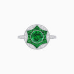 Load image into Gallery viewer, Art Deco Inspired Round Starburst with French-Cut Gemstone Ring