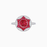 Load image into Gallery viewer, Art Deco Inspired Round Starburst with French-Cut Gemstone Ring