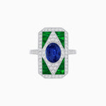 Load image into Gallery viewer, Art Deco Inspired Oval Gemstone Mosaic Diamond Ring