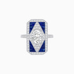 Load image into Gallery viewer, Art Deco Inspired Oval Gemstone Mosaic Diamond Ring