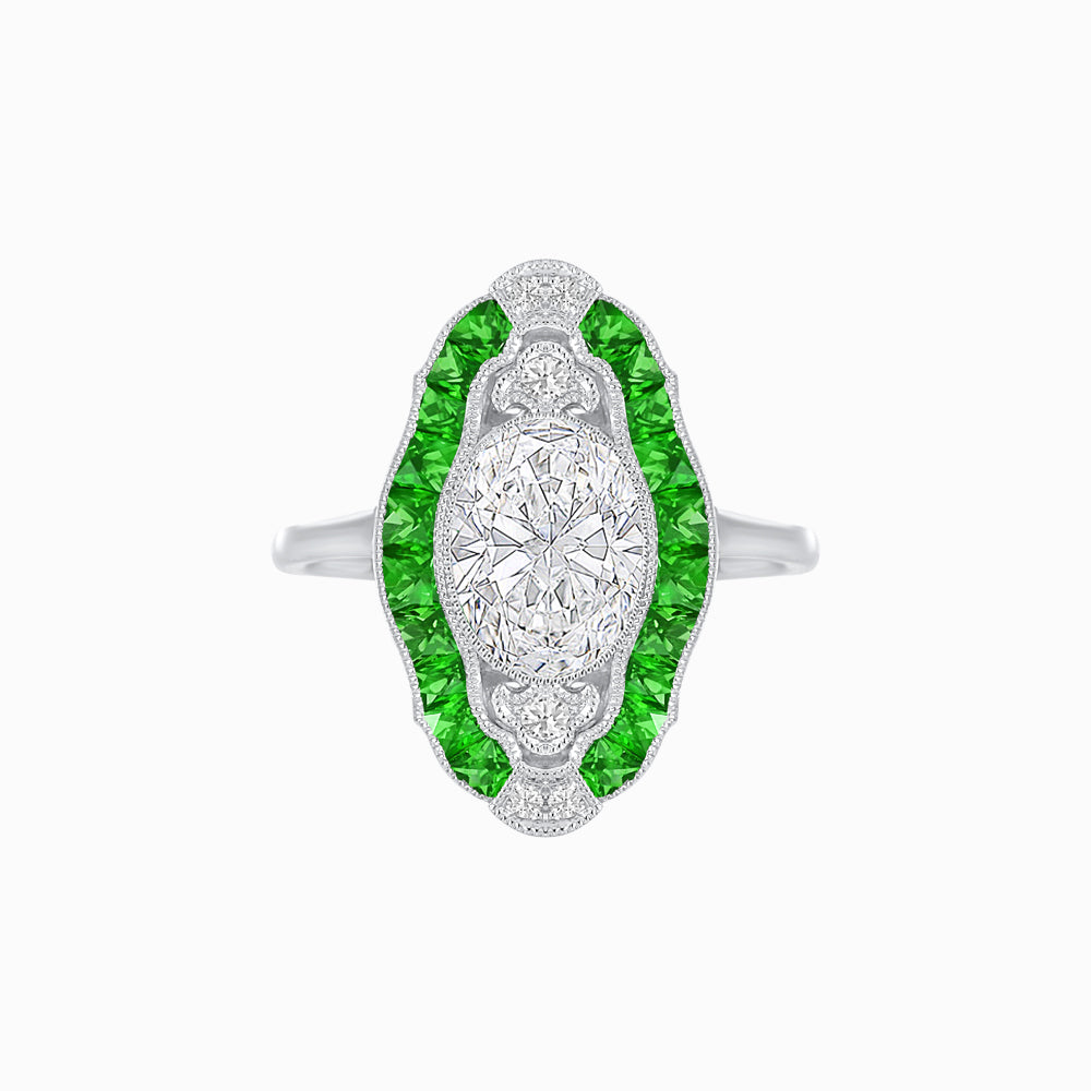 Scarab Vintage Art Deco Style Cocktail Ring with Diamond