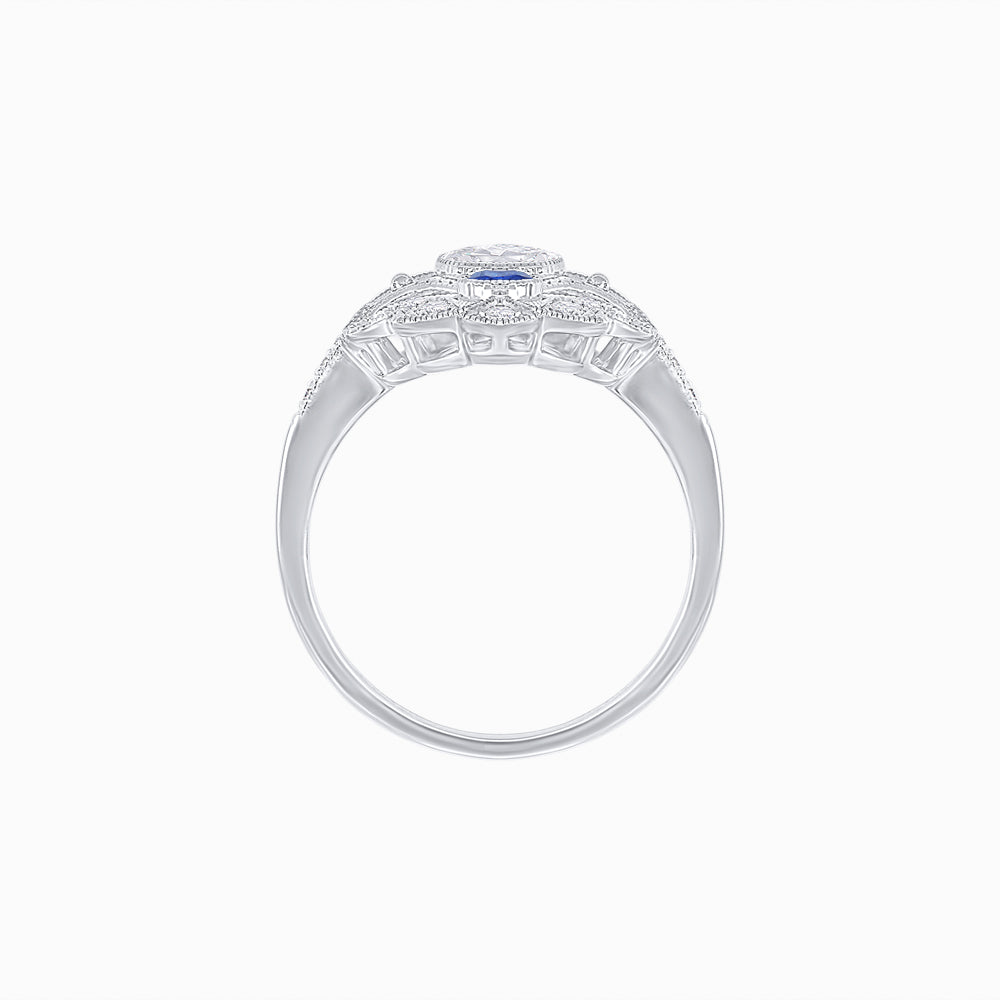Vintage Inspired Oval Three-Stone Floral Filigree Statement Ring