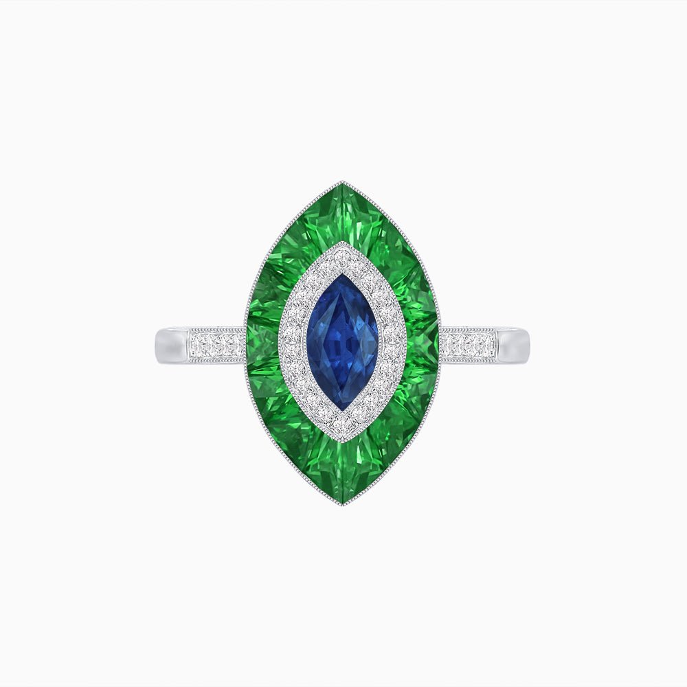 Antique Design Gemstone Marquise Ring - Shahin Jewelry