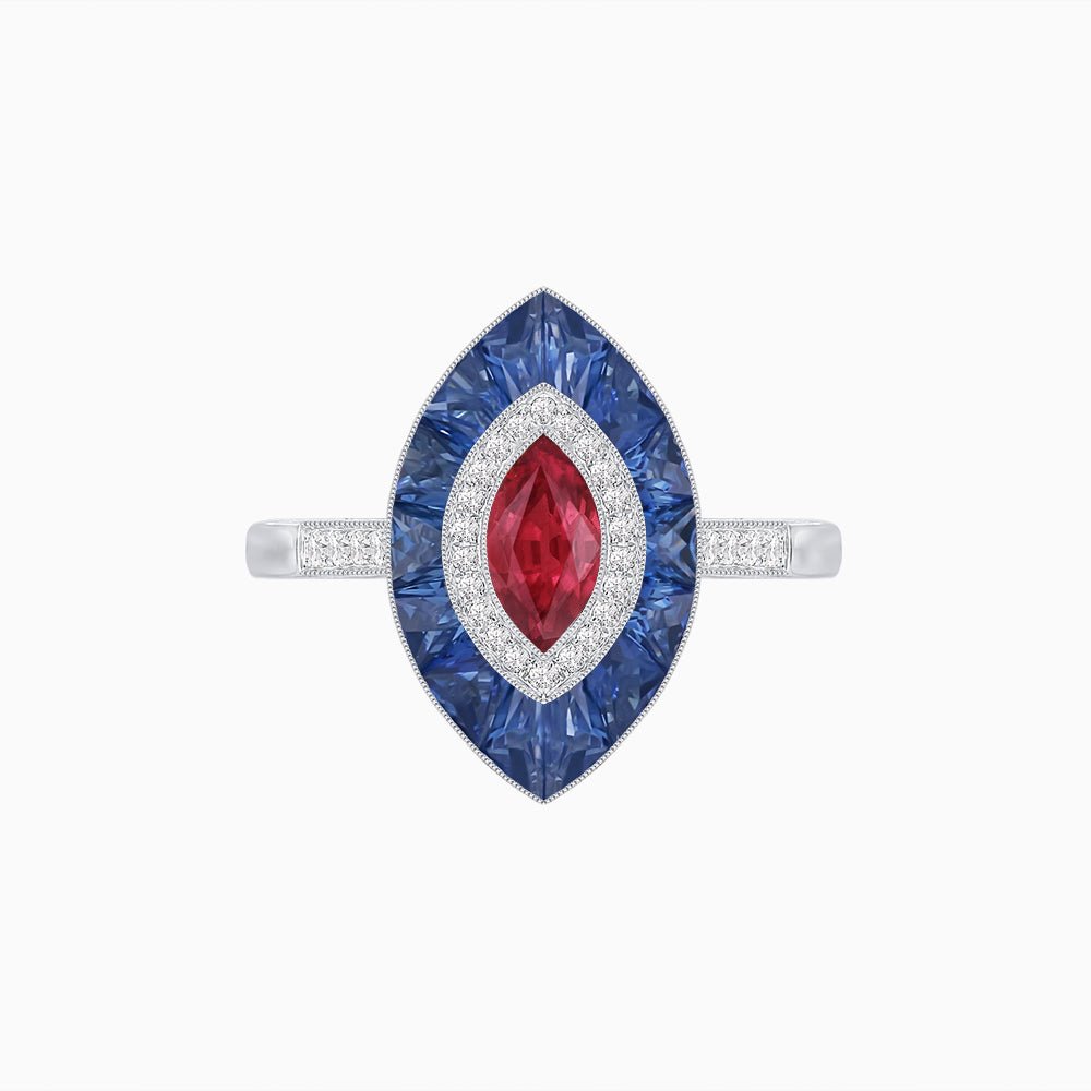 Antique Design Gemstone Marquise Ring - Shahin Jewelry