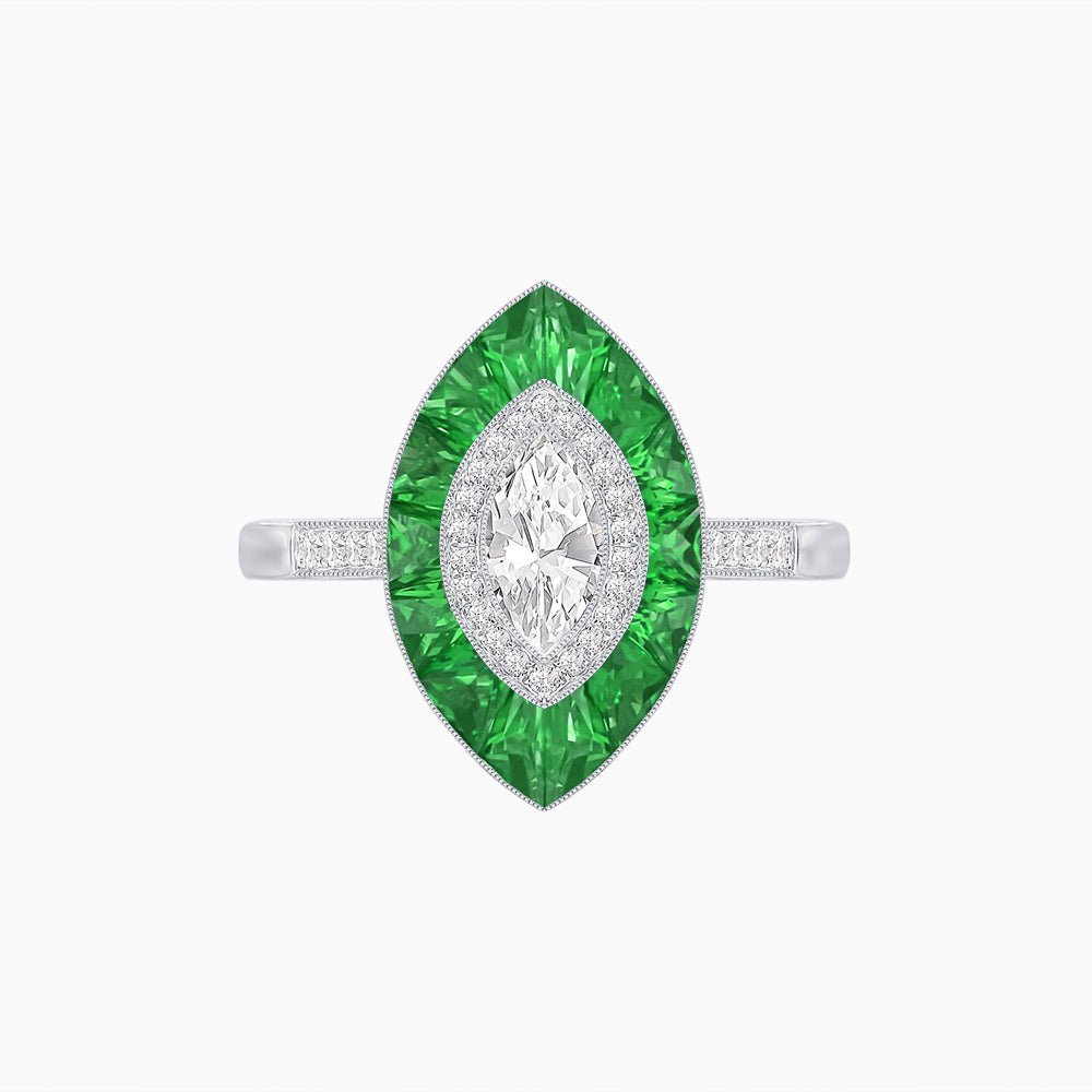 Antique Design Marquise Diamond Ring - Shahin Jewelry