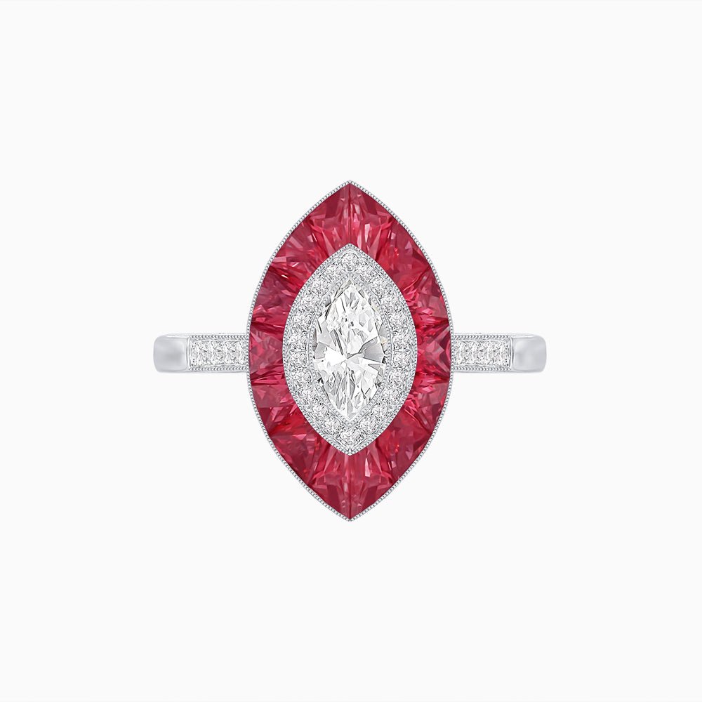 Antique Design Marquise Diamond Ring - Shahin Jewelry