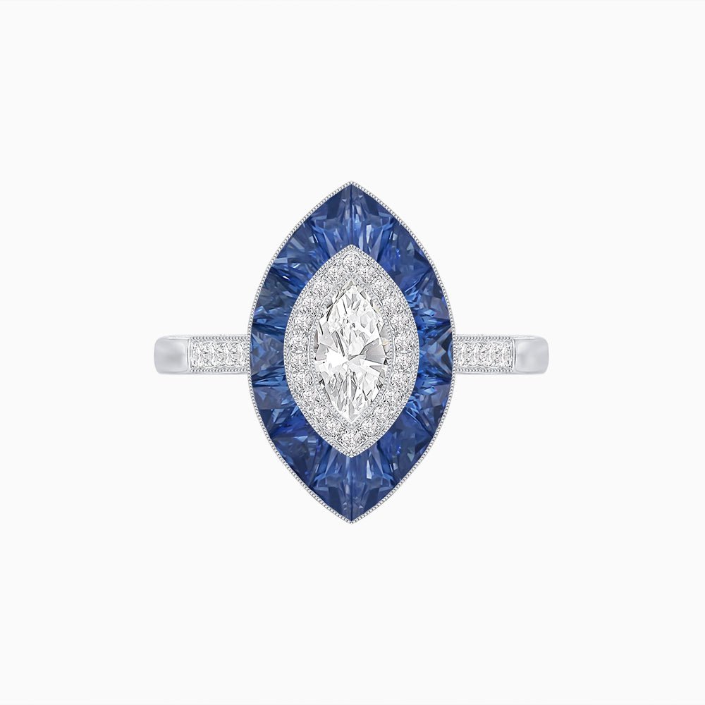 Antique Design Marquise Diamond Ring - Shahin Jewelry