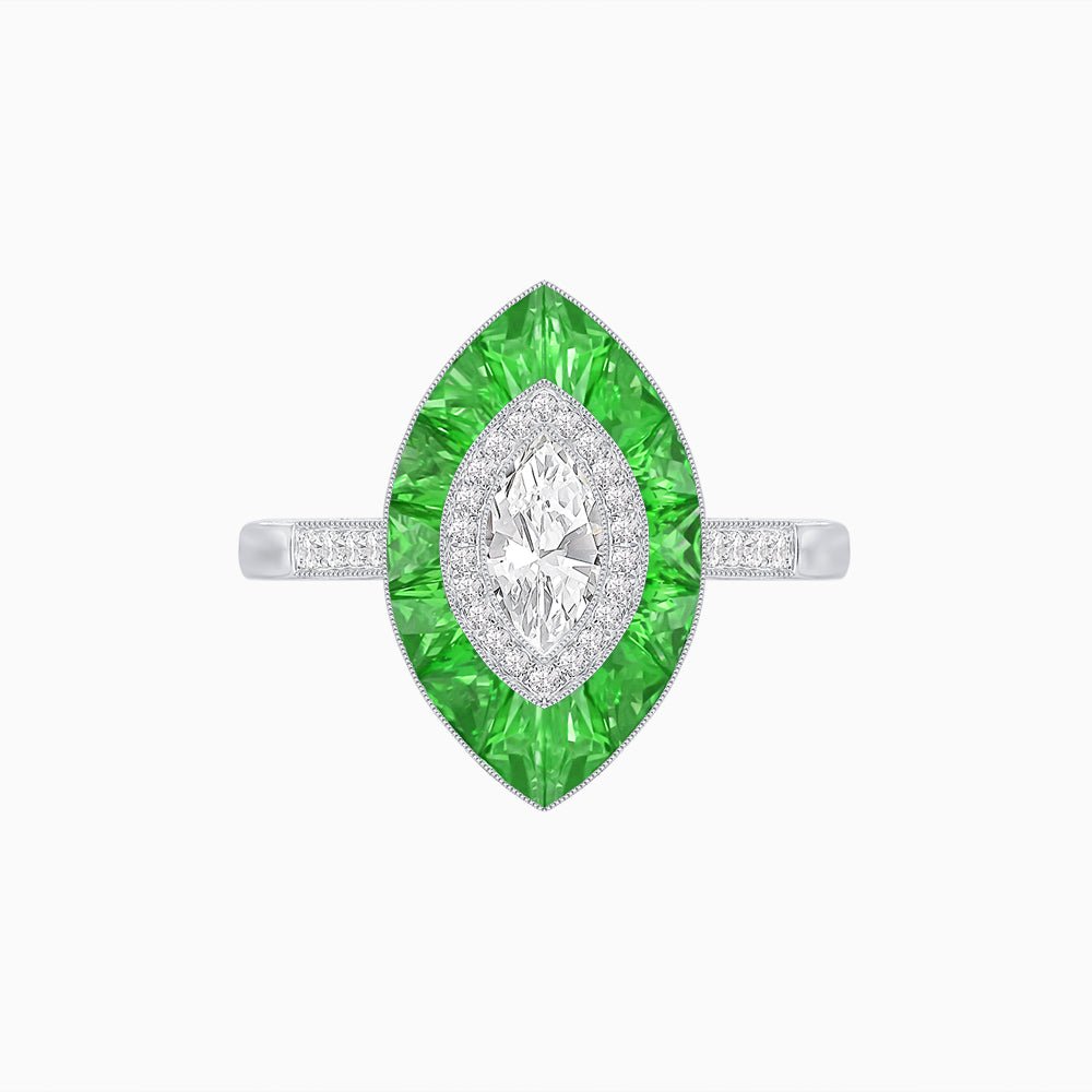 Antique Design Marquise Diamond Ring - Shahin Jewelry