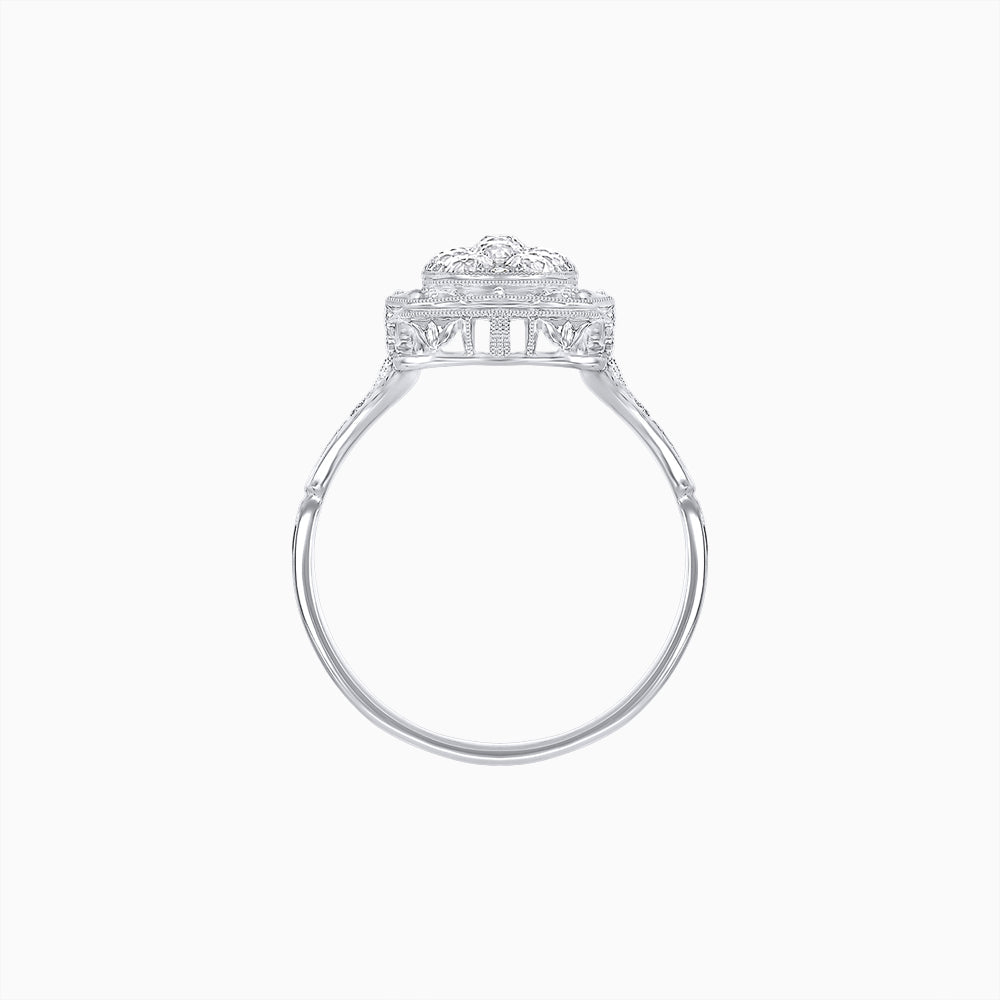 Antique Inspired Elongated Illusion Diamond Cocktail Ring - Shahin Jewelry